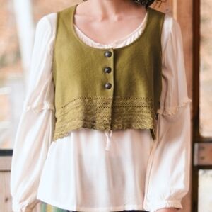 April Corner Wool Olive Green Vest XXL